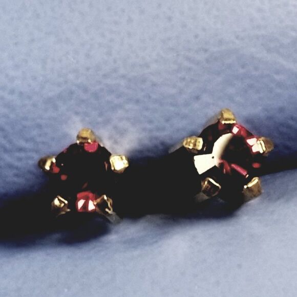Swarovski Crystal Element - Gold Overlay Red Ruby Stone "Tiny" Stud Earrings - Picture 11 of 11